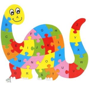 Puzzle Dinosaure avec lettres de l'alphabet colorées