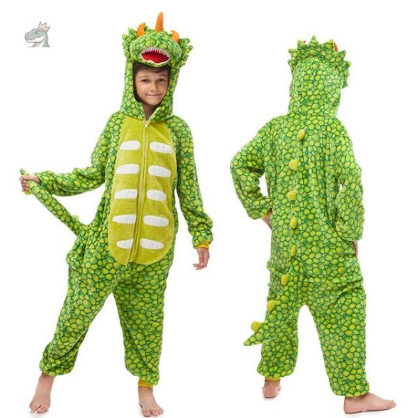 pyjama-combinaison-dinosaure-1 Pyjama Dinosaure combinaison vert clair pour enfants