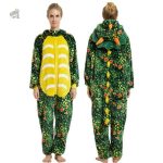 Pyjama Dinosaure Adulte Vert Foncé, design amusant et confortable