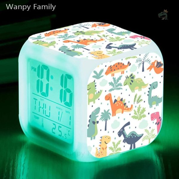 Cube réveil dinosaure avec couleurs vives