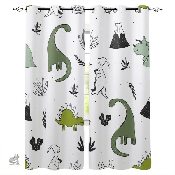 rideau-avec-dinosaure-1 Rideau dinosaure coloré pour chambre d'enfant