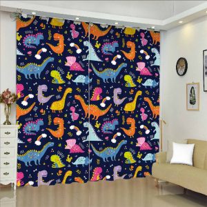 Rideau dinosaure avec œillet pour une décoration ludique