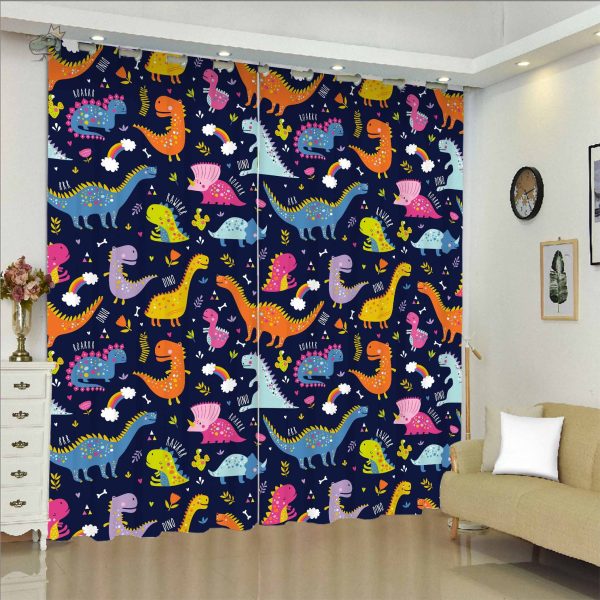 Rideau dinosaure avec œillet pour une décoration ludique