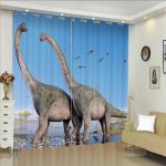 Rideau dinosaure en tissu avec motif coloré