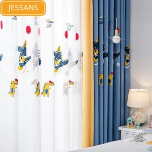 Rideau voilage dinosaure pour décoration enfantine