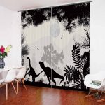 Rideaux dinosaure noir et blanc pour une décoration ludique