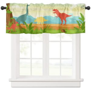Décoration de fenêtre : rideaux dinosaures colorés et ludiques
