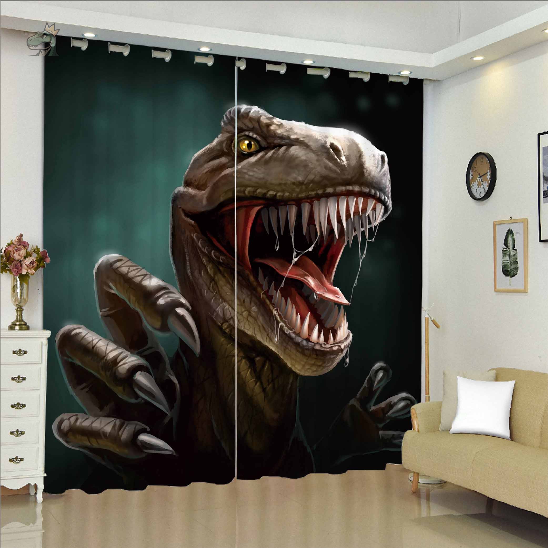 Rideaux dinosaure pour chambre de garçon