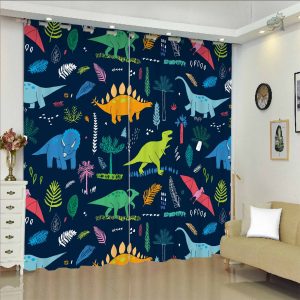 Rideaux dinosaure colorés pour une décoration ludique