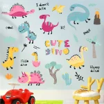 Autocollant dinosaure rose, parfait pour la chambre d'une petite fille