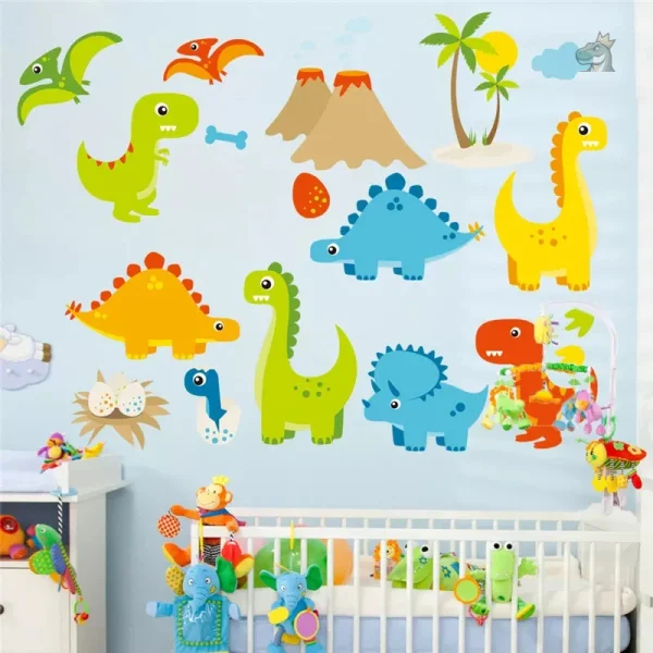 sticker-dinosaure-pour-bebe-1 Sticker dinosaure coloré pour chambre de bébé