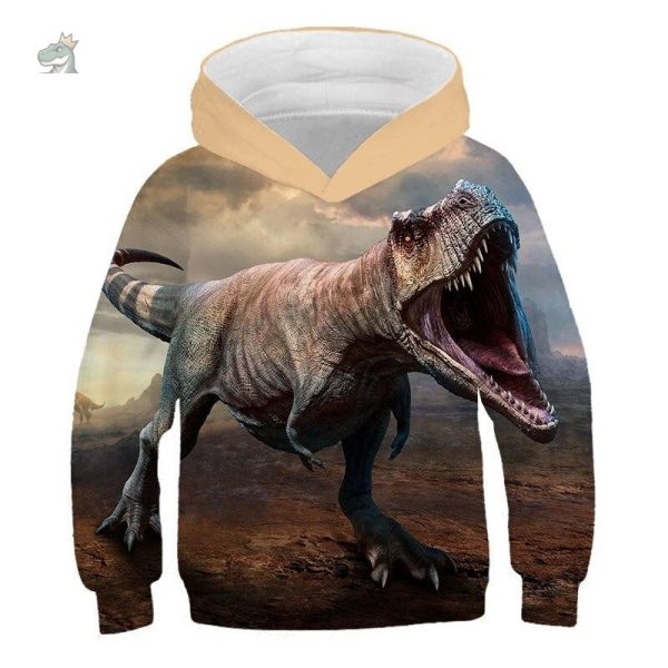 sweat-capuche-dinosaures-1 Sweat à capuche avec motif de dinosaures colorés