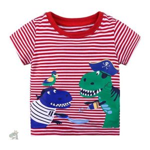 T-Shirt dinosaure pirate pour enfants en coton doux