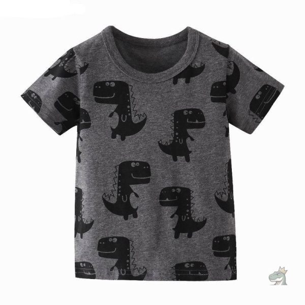 t-shirt-rex-le-dino-1 T-Shirt gris avec Rex le Dinosaure pour enfants