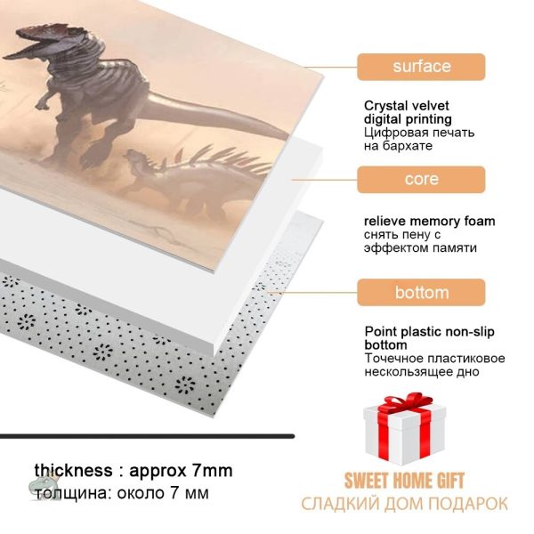 Tapis décoratif dinosaure pour bureau, style préhistorique