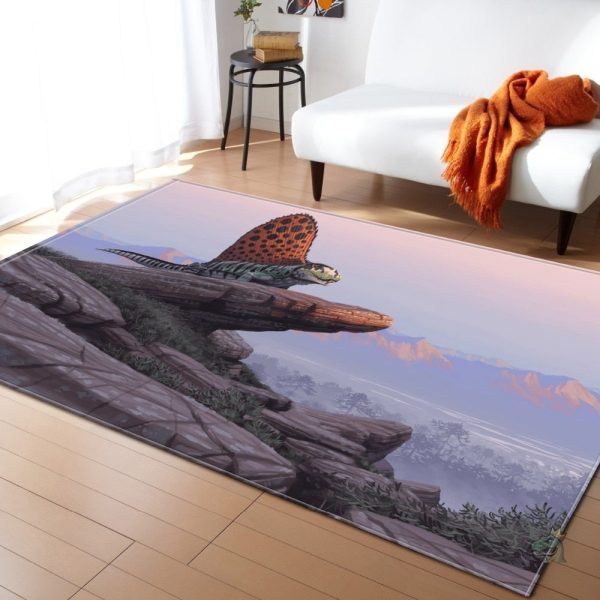 Tapis amusant dinosaure vert, parfait pour les aires de jeux