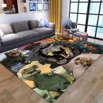 Tapis Jurassic World avec motif de dinosaures colorés