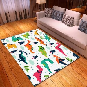 Tapis dinosaure multicolore pour une décoration ludique