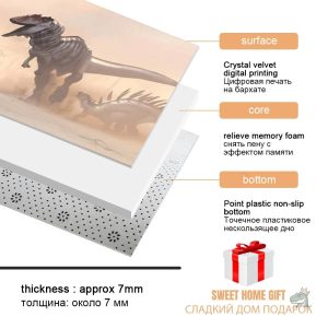 Tapis noir sur le thème des dinosaures, design amusant