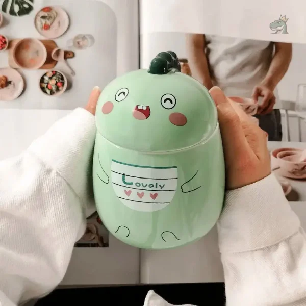 Mug Kawaii T-Rex en 3D pour les amateurs de dinosaures - vue 3