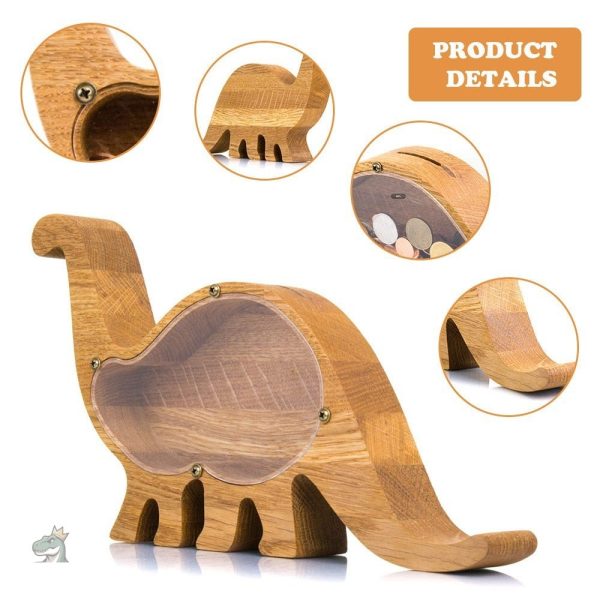 Tirelire en bois dinosaure pour collection d'enfants