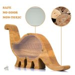 Tirelire éducative dinosaure en bois pour apprendre à épargner