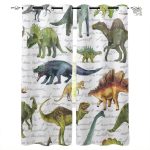 Tissu rideau dinosaure coloré pour décoration intérieure