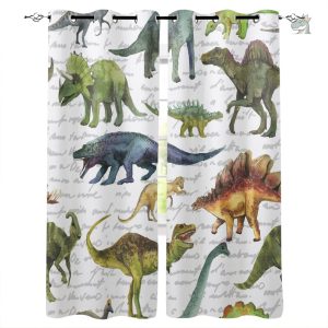Tissu rideau dinosaure coloré pour décoration intérieure